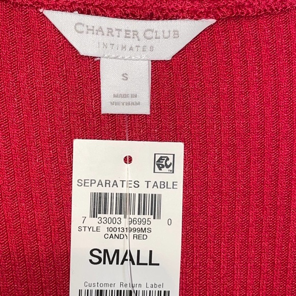 Charter Club Ribbed Henley Pajama Top red Small - Picture 3 of 7